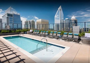 City Skyline Views · Gym & Pool · Balcony · Walk to Restaurants