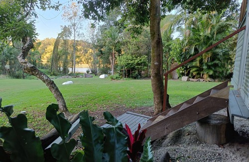 Northern Rivers Cabin | Comfy River view cabin on a nice secluded property with kayaks, beaches nearby .