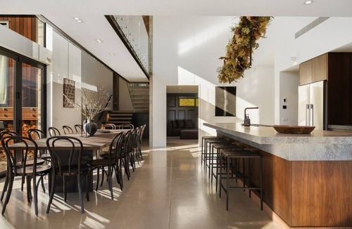 Lake Hayes Villa | Noa By The Lake | Lake view, spa pool, outdoor fireplace