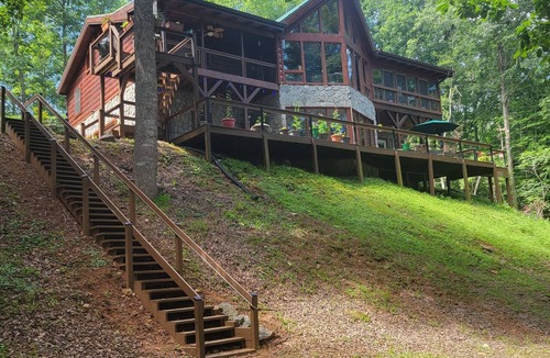 Rutherfordton House | Roomy entire private lower level of log cabin on Green River, 6 min to TIEC.