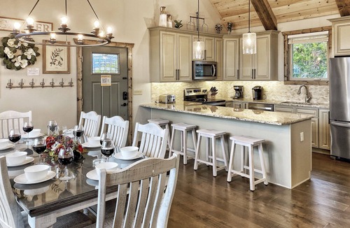 Chalet Village North Cabin | STUNNING Luxury Cabin! BREATHTAKING Views! 4 Master Suites! 3 Decks & Fire Pits!