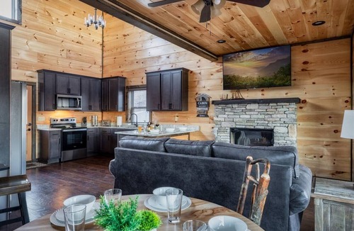 Chalet Village North Cabin | Views + Hot Tub + Game Room | 3 King Suites