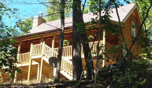 Big, private Log Cabin/Mountains/HOT TUB/pet/canoe
