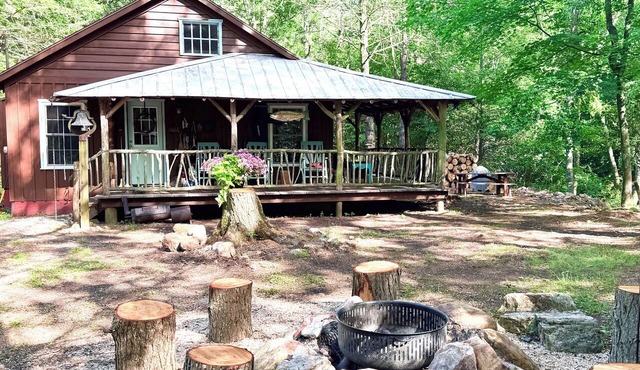Cabin on Mountain Stream, Surrounded by Forest in McDowell