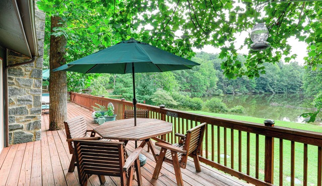 Deck & Game Room! Lakefront Blue Ridge Mtn Gem