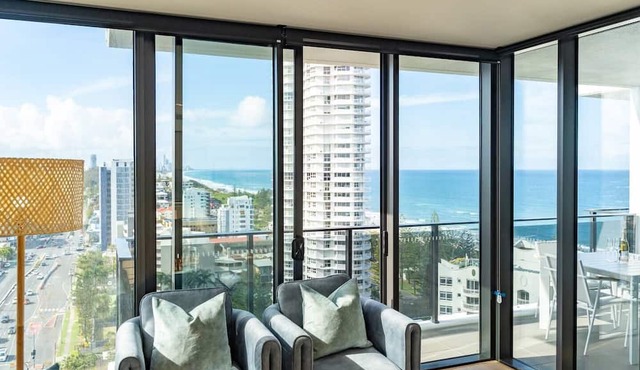 Burleigh Seaside Sanctuary. Sea Views, Pool, Gym, BBQ Area, steps from beach.